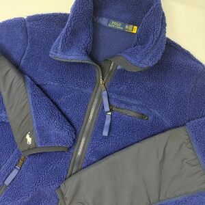 Polo Ralph‎ Lauren Royal Blue Fleece Jacket Full Zip Logo Patch Womens XXL